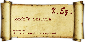 Kozár Szilvia névjegykártya