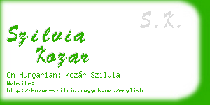 szilvia kozar business card